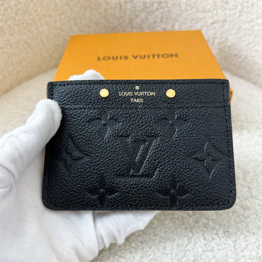 LV Flat Card Holder in Black Empreinte Leather GHW