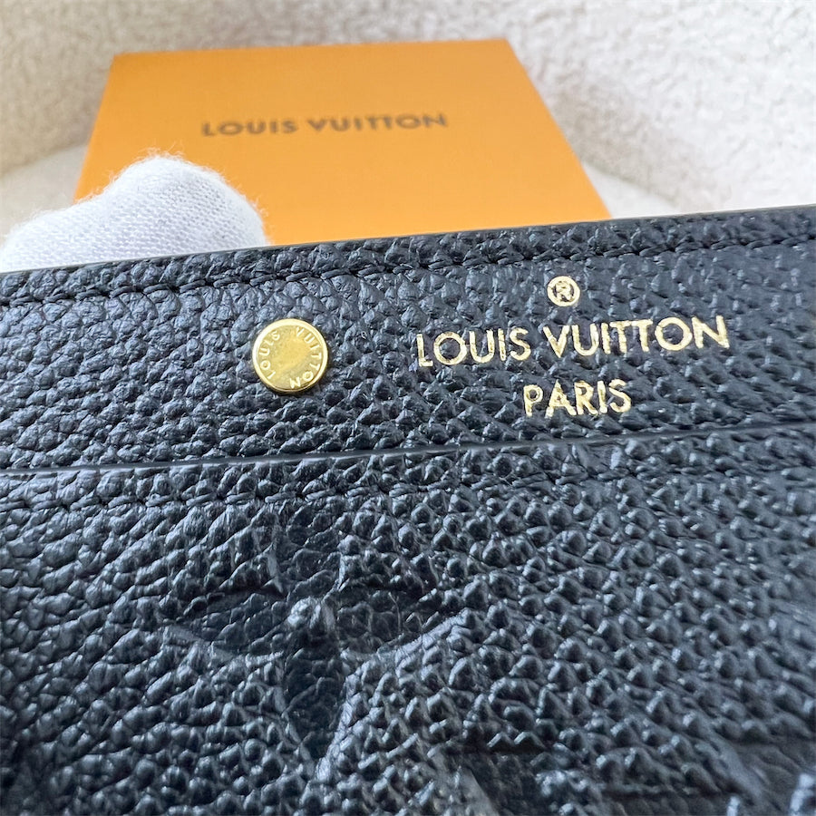 LV Flat Card Holder in Black Empreinte Leather GHW