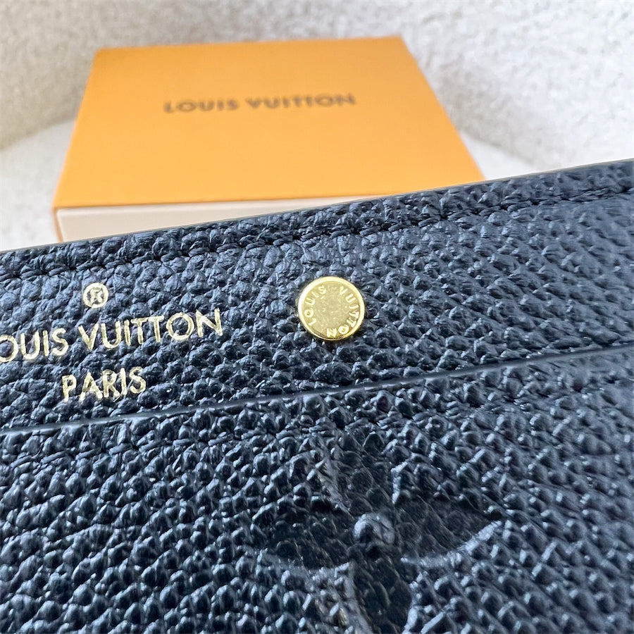 LV Flat Card Holder in Black Empreinte Leather GHW