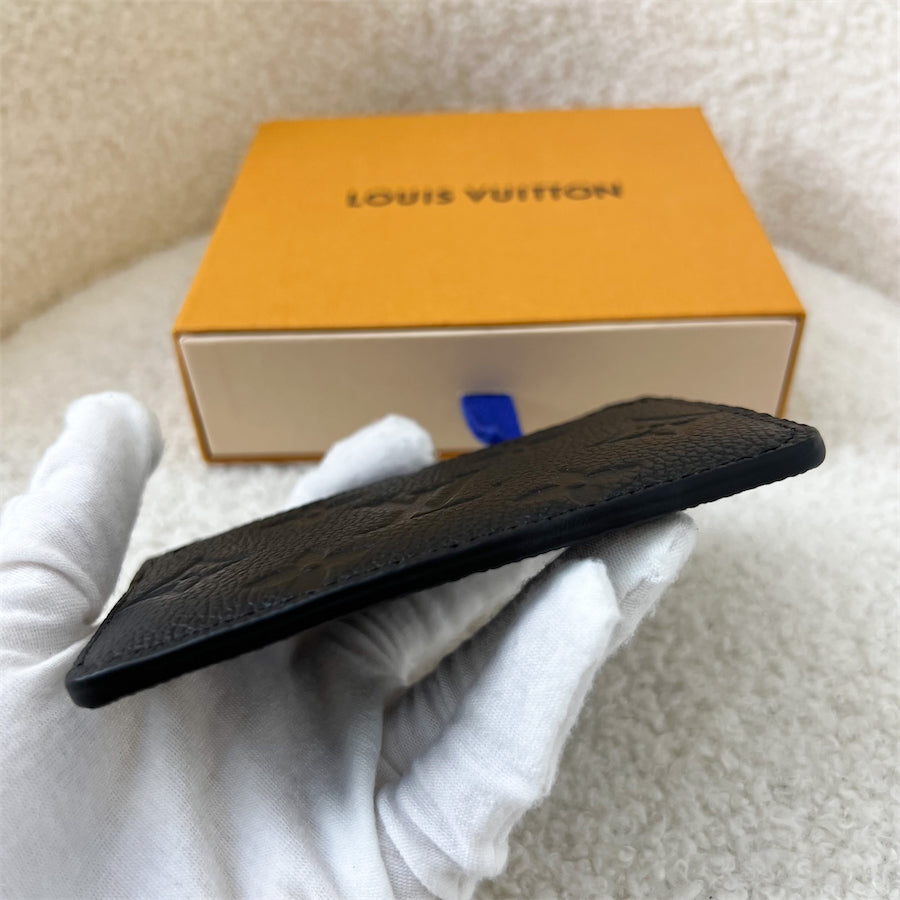 LV Flat Card Holder in Black Empreinte Leather GHW