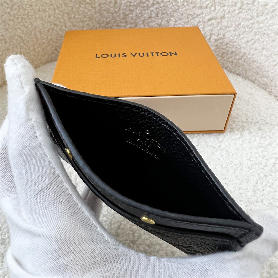 LV Flat Card Holder in Black Empreinte Leather GHW