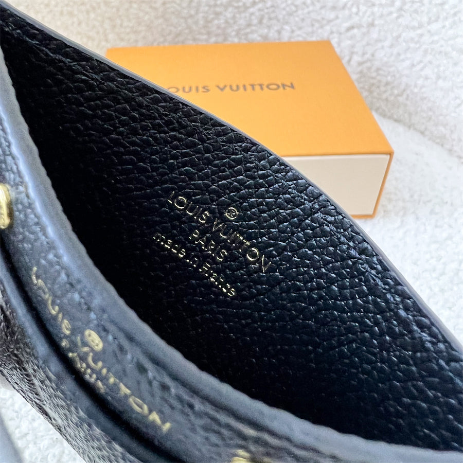 LV Flat Card Holder in Black Empreinte Leather GHW