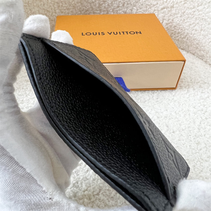 LV Flat Card Holder in Black Empreinte Leather GHW