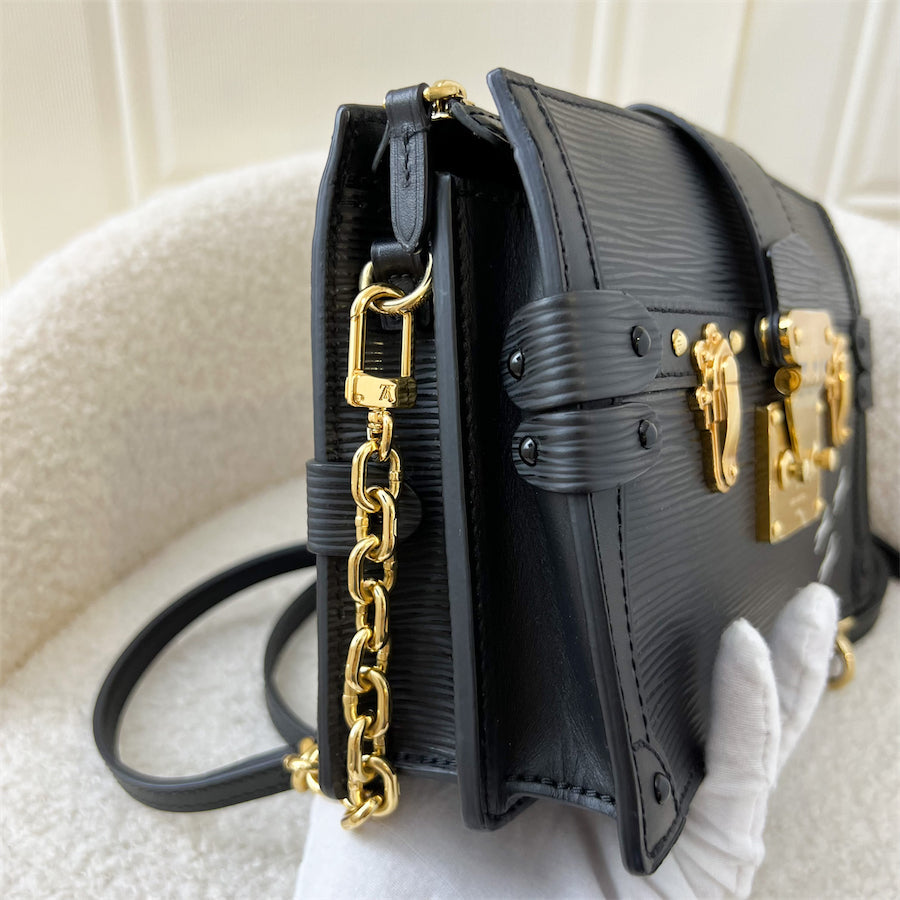 LV Trunk Clutch in Black Epi Leather with Strap GHW