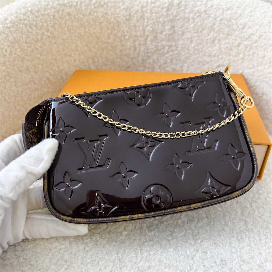 LV Mini Pochette Accessoires in Amarante Maroon Vernis Leather GHW