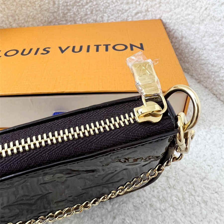 LV Mini Pochette Accessoires in Amarante Maroon Vernis Leather GHW