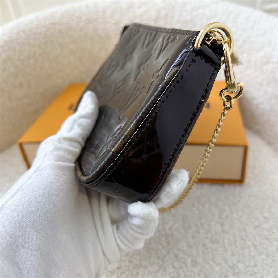 LV Mini Pochette Accessoires in Amarante Maroon Vernis Leather GHW