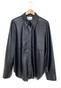 BLACK VEGAN LEATHER NAUM SHIRT - Size MEDIUM