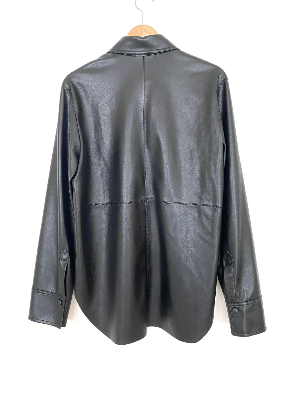 BLACK VEGAN LEATHER NAUM SHIRT - Size MEDIUM