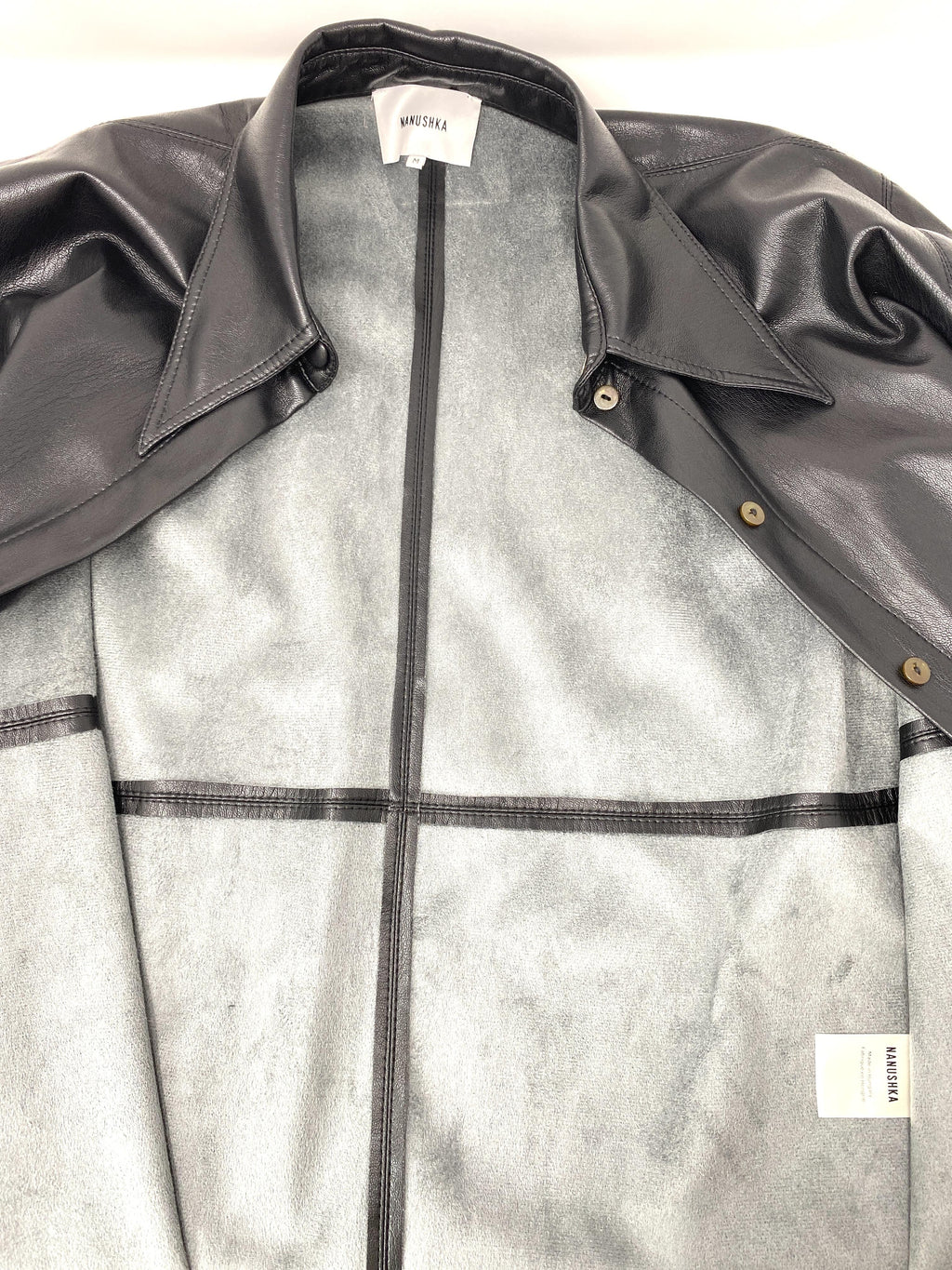 BLACK VEGAN LEATHER NAUM SHIRT - Size MEDIUM