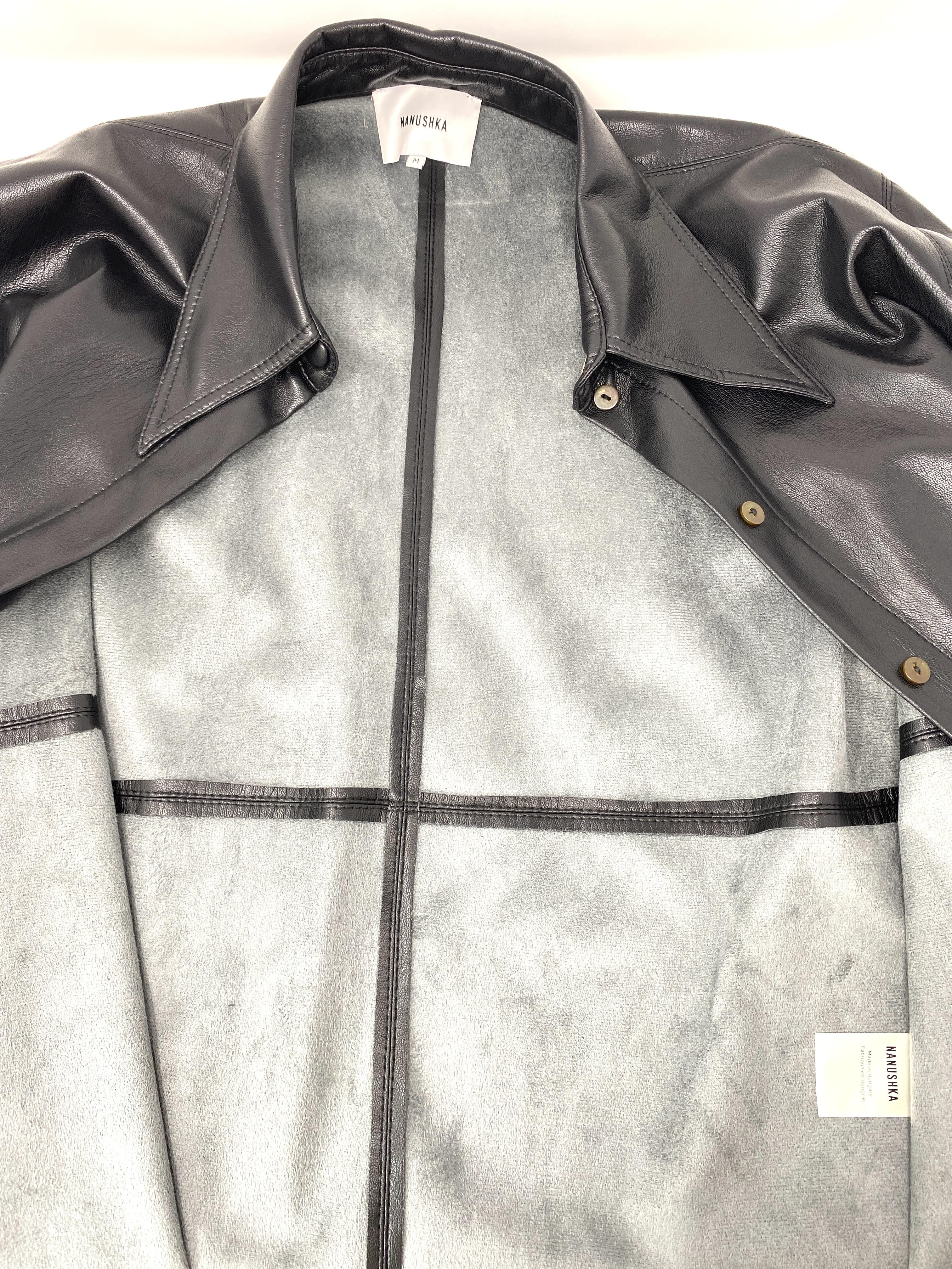 BLACK VEGAN LEATHER NAUM SHIRT - Size MEDIUM