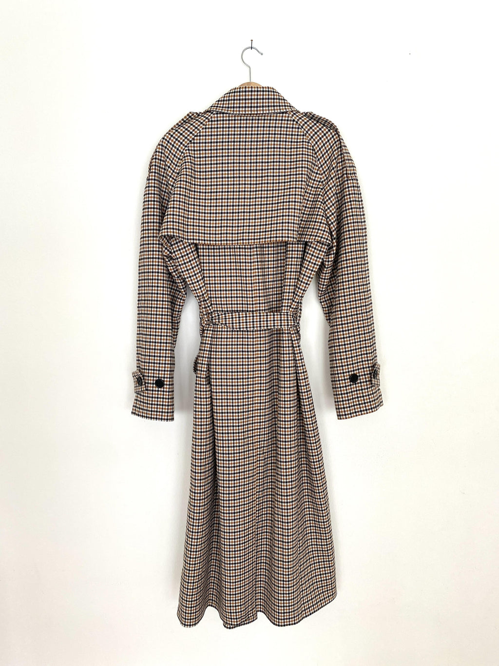 MUSTARD PLAID LONDON TRENCH COAT - SIZE MEDIUM