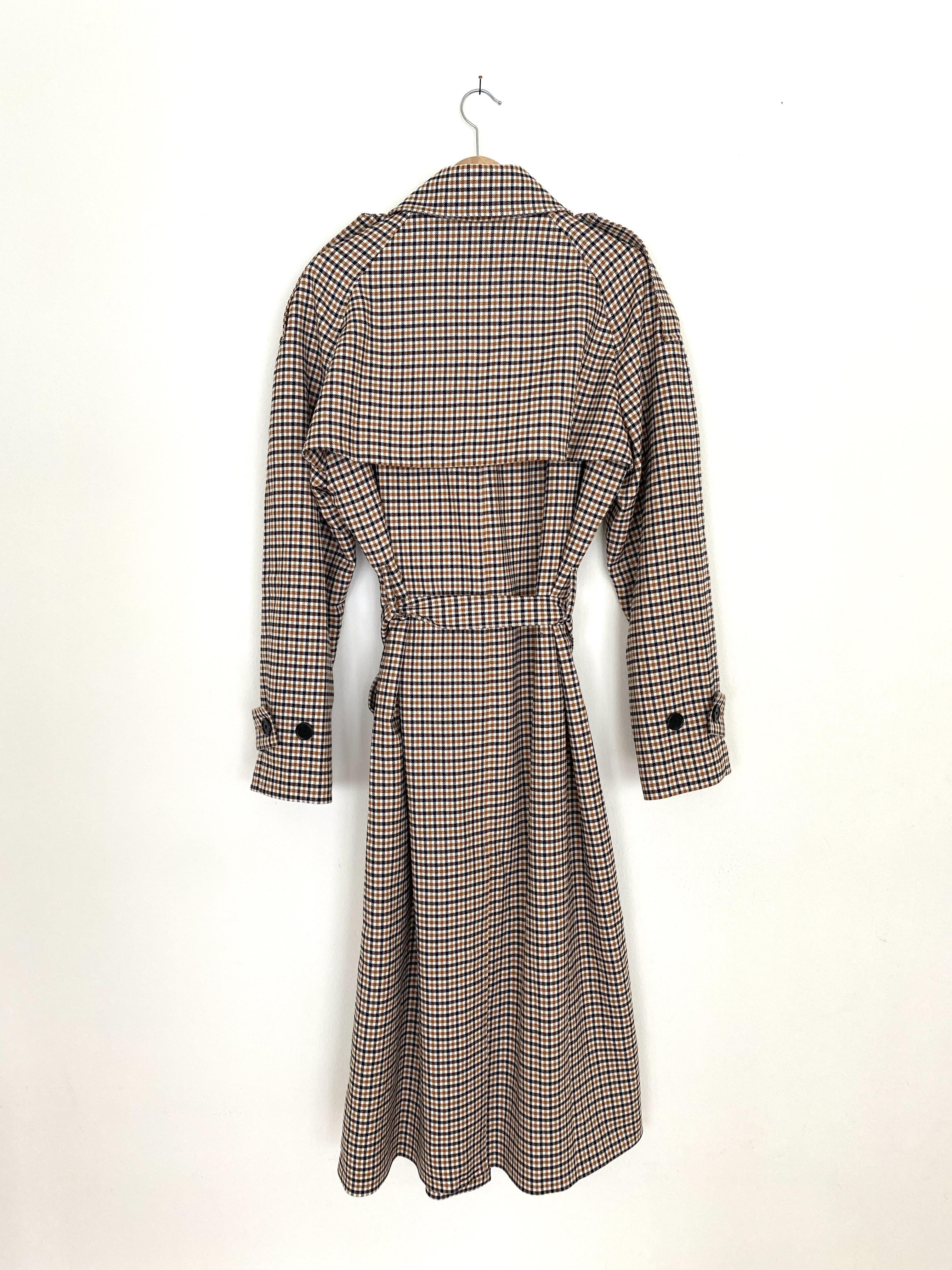 MUSTARD PLAID LONDON TRENCH COAT - SIZE MEDIUM