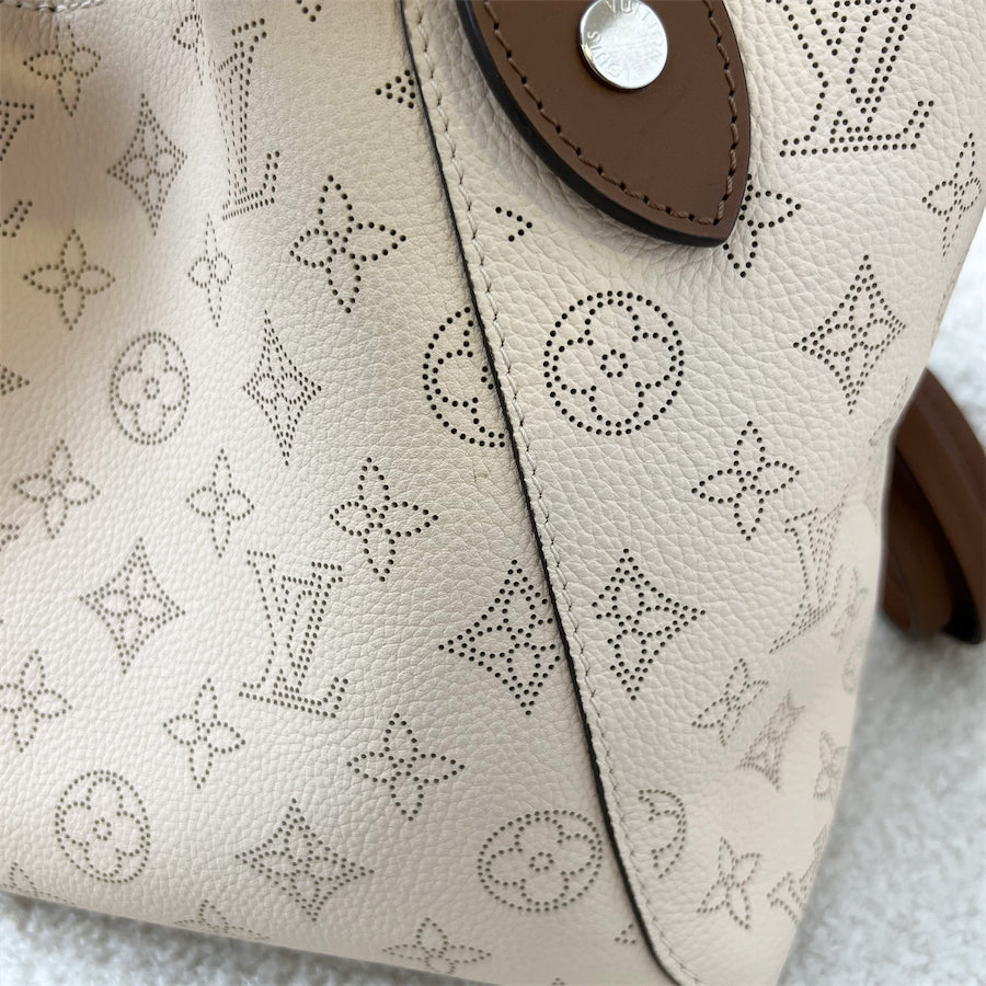 LV Hina PM in Creme Beige Mahina Perforated Calf Leather and Brown Trim