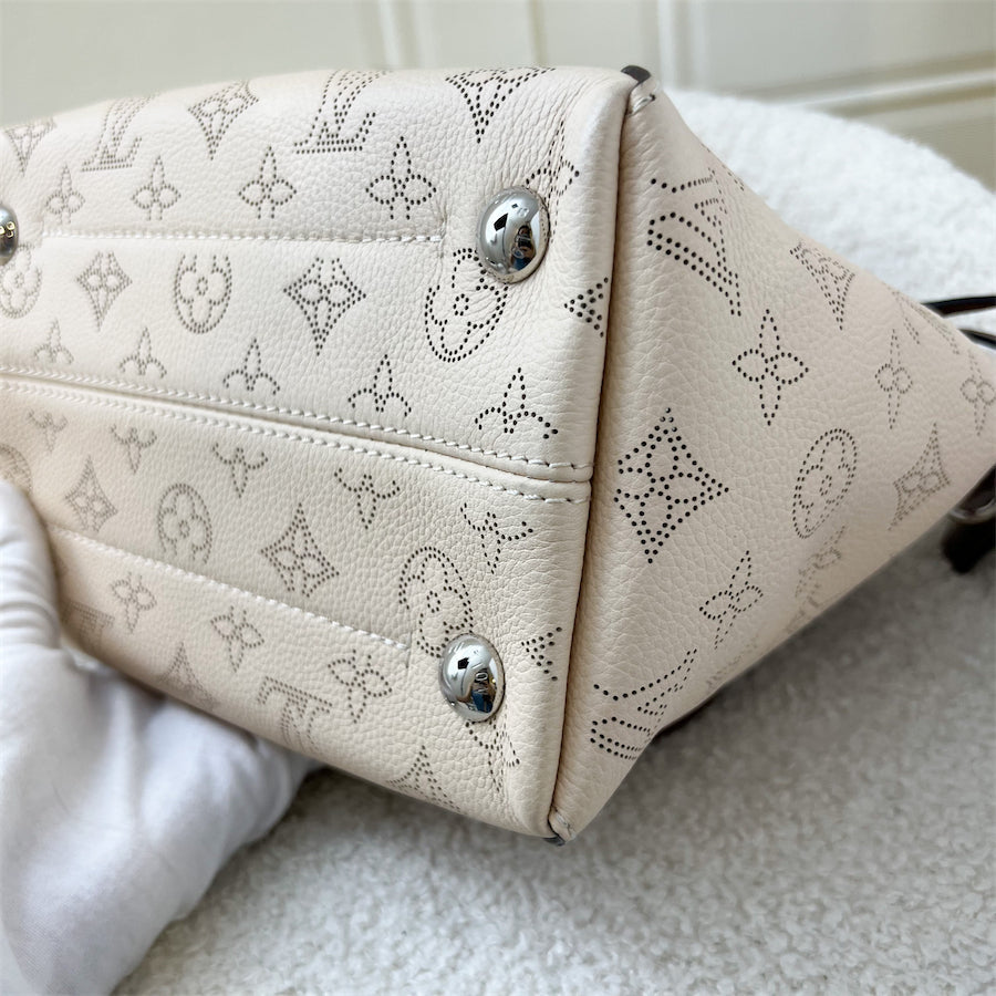 LV Hina PM in Creme Beige Mahina Perforated Calf Leather and Brown Trim