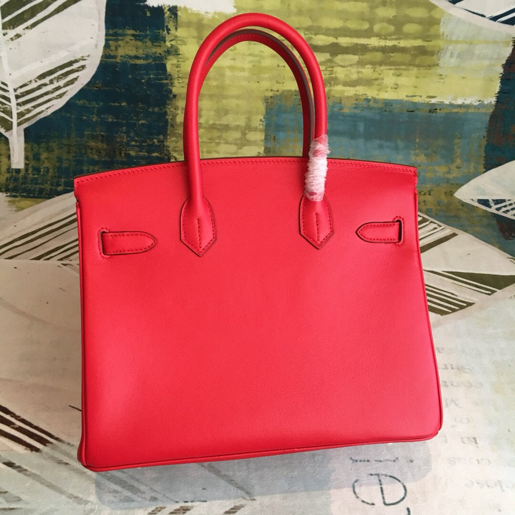 GLAMI Birkin Red For Women Gold Toned Hardware 11.8in/30cm