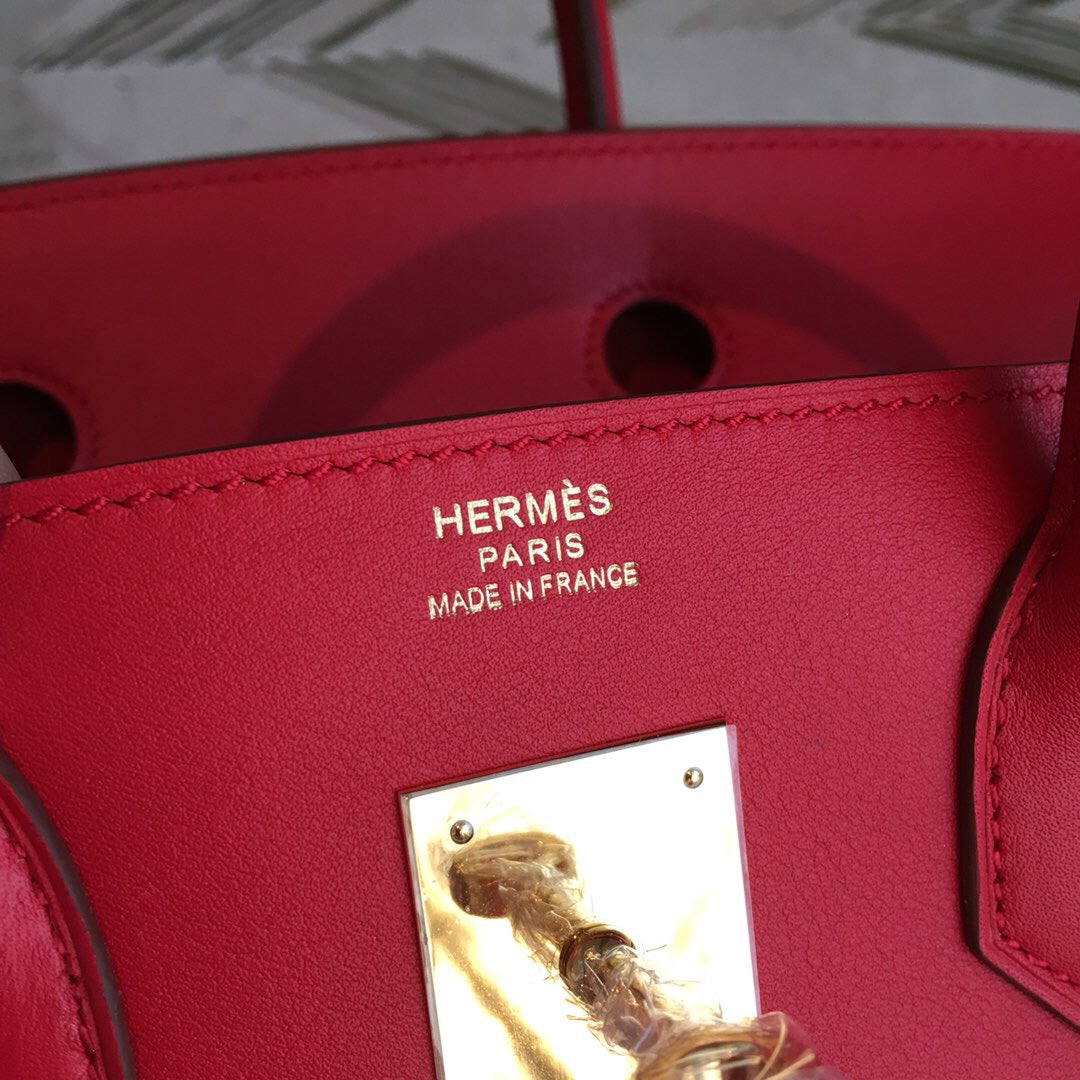 GLAMI Birkin Red For Women Gold Toned Hardware 11.8in/30cm