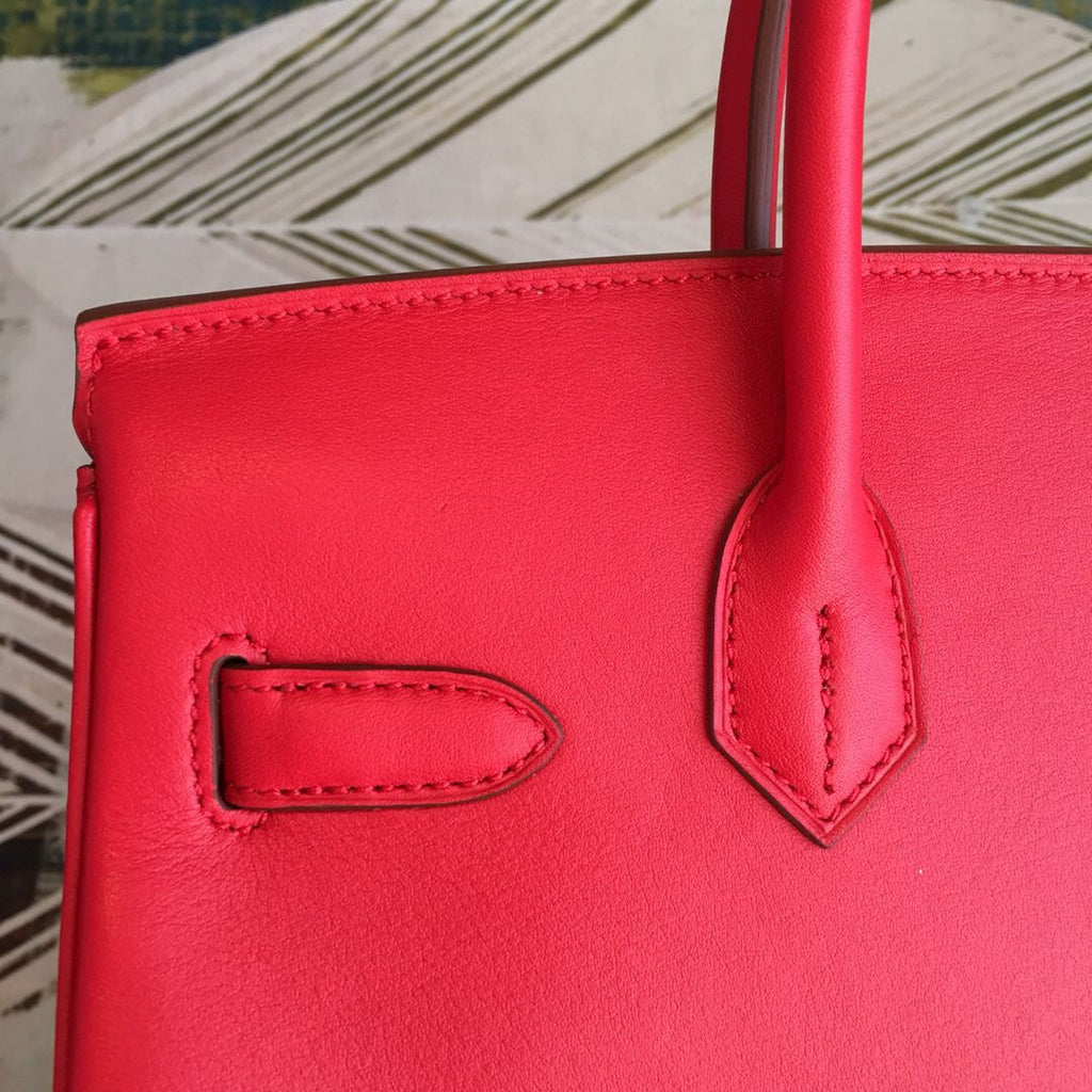 GLAMI Birkin Red For Women Gold Toned Hardware 11.8in/30cm