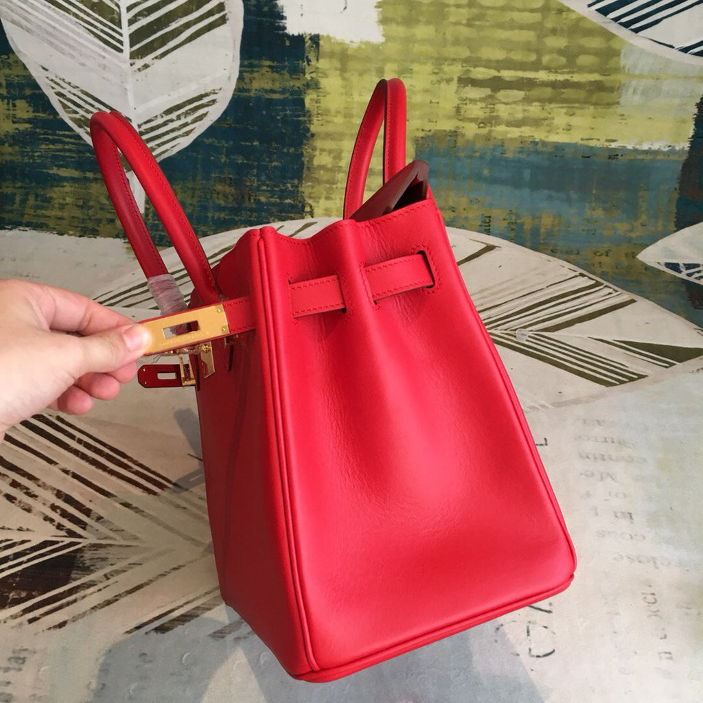GLAMI Birkin Red For Women Gold Toned Hardware 11.8in/30cm