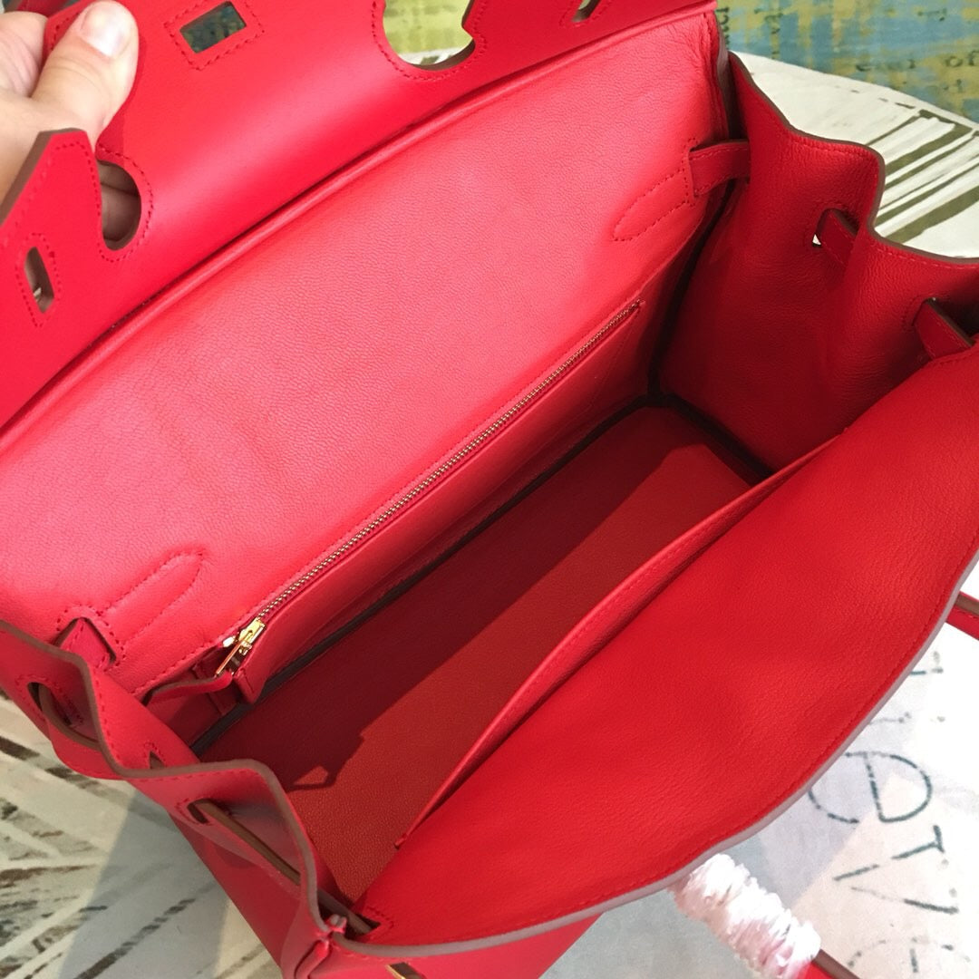 GLAMI Birkin Red For Women Gold Toned Hardware 11.8in/30cm