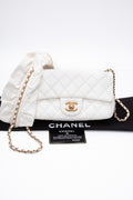 CHANEL Calfskin Quilted Mini Romance Rectangular Flap White