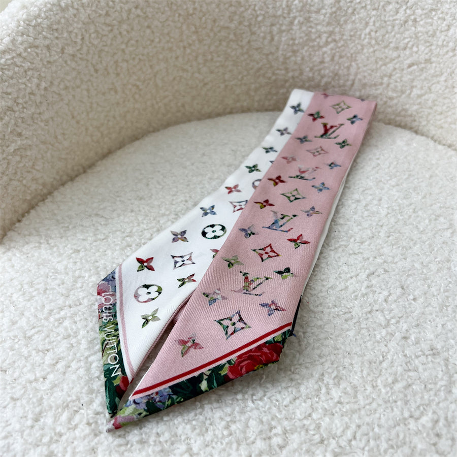 LV Garden Bandeau in Pink / White 100% Silk