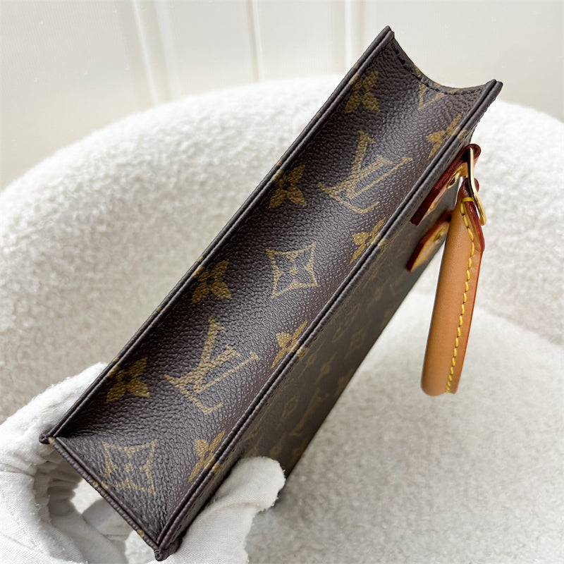 LV Petit Sac Plat in Monogram Leather GHW