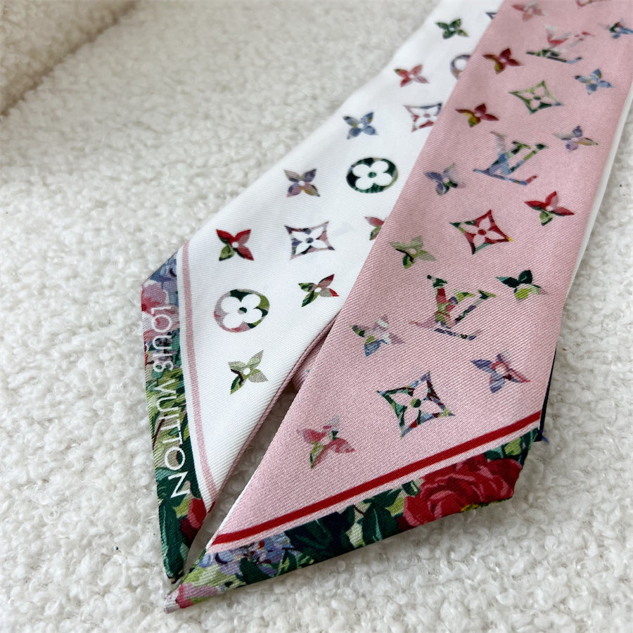 LV Garden Bandeau in Pink / White 100% Silk