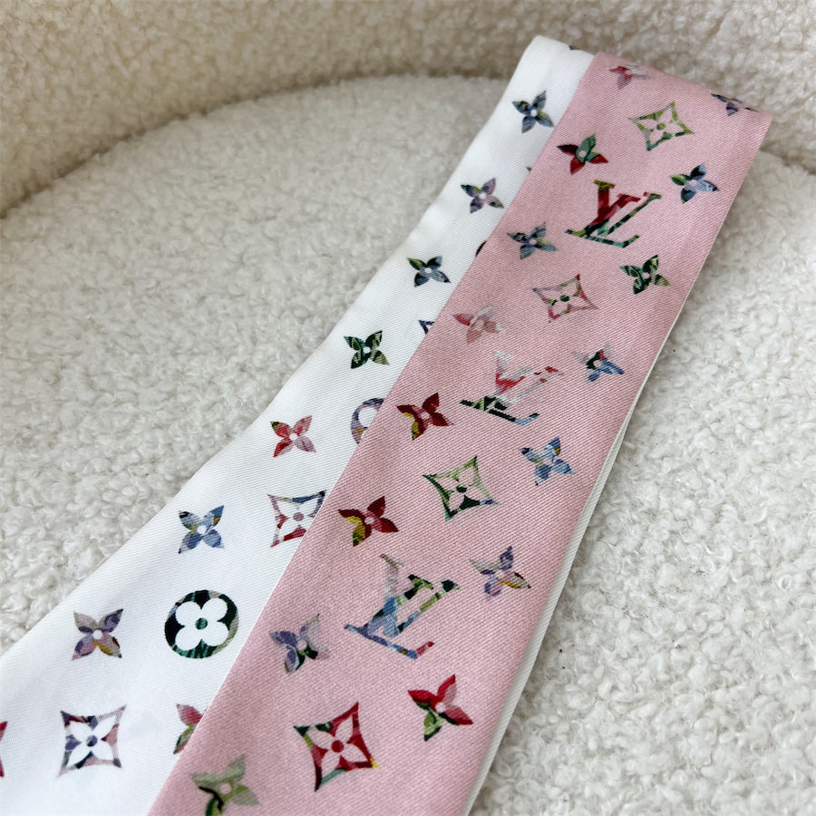 LV Garden Bandeau in Pink / White 100% Silk