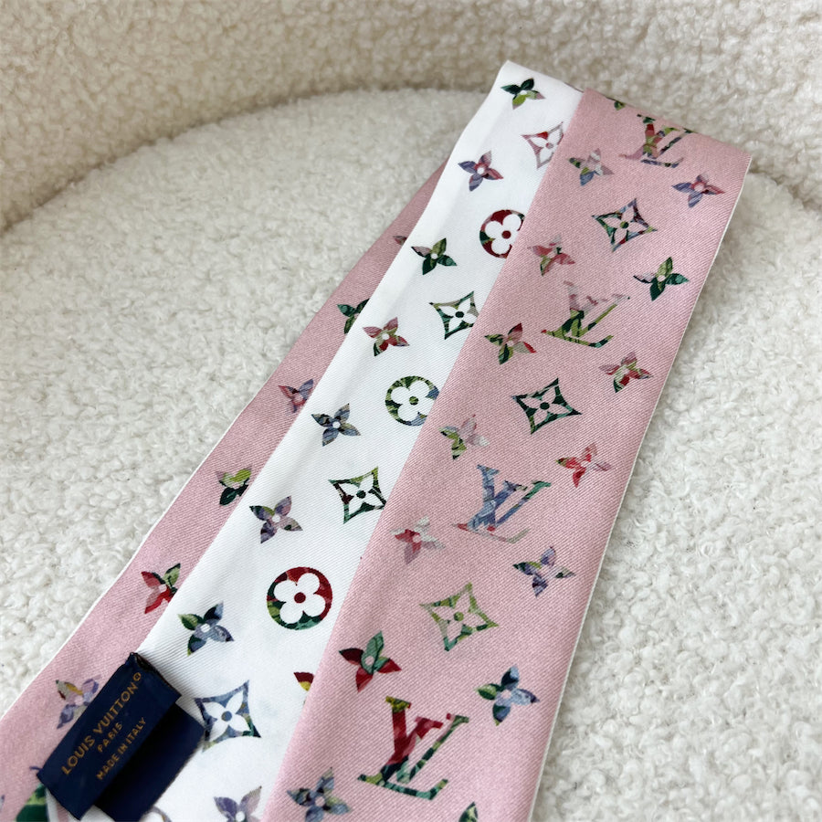 LV Garden Bandeau in Pink / White 100% Silk