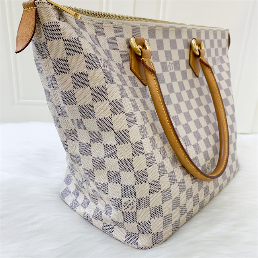 LV Saleya PM Tote in Damier Azur Canvas and GHW