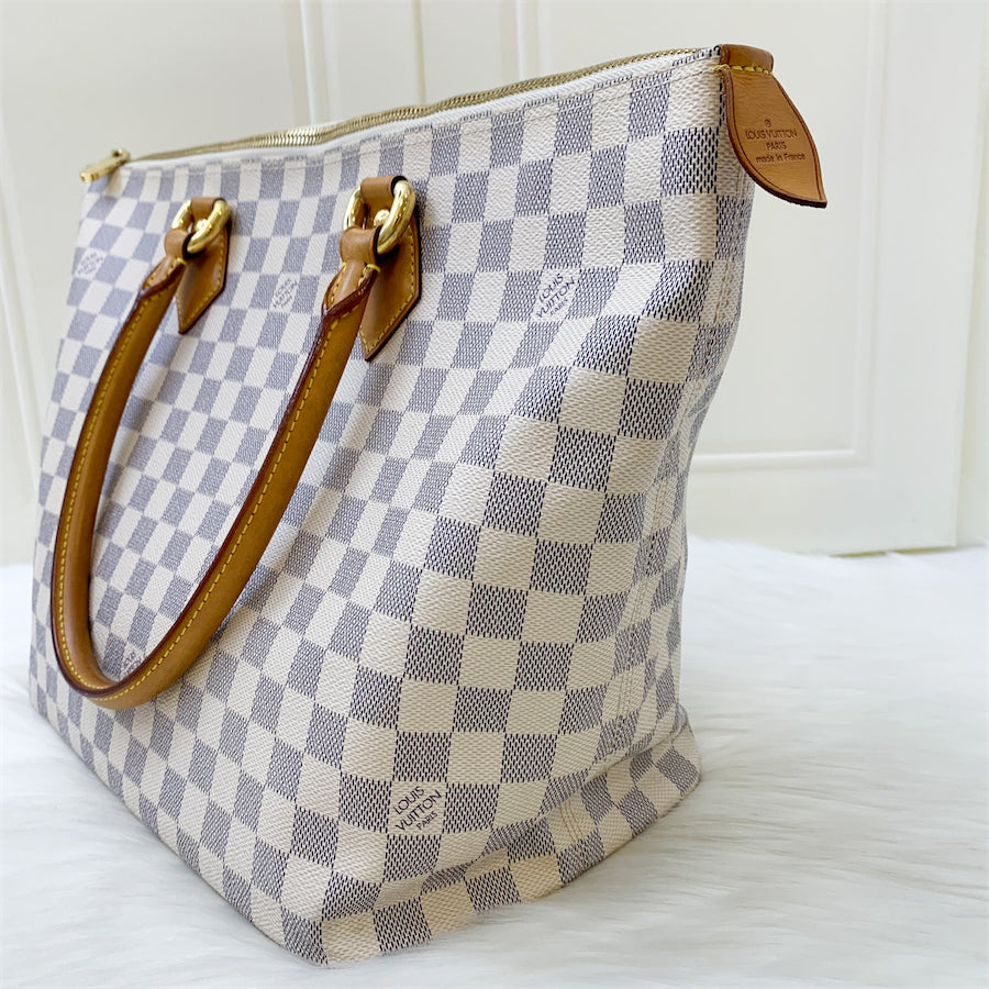 LV Saleya PM Tote in Damier Azur Canvas and GHW