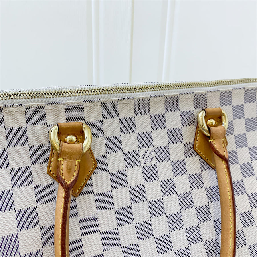 LV Saleya PM Tote in Damier Azur Canvas and GHW