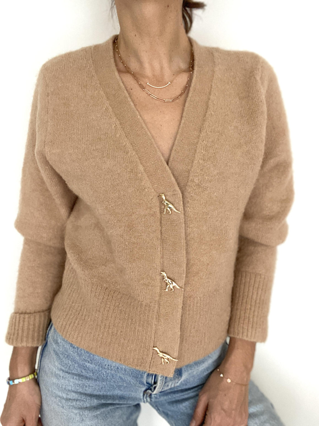 Dinosaur Button Knit Cardigan - SIZE EUR S