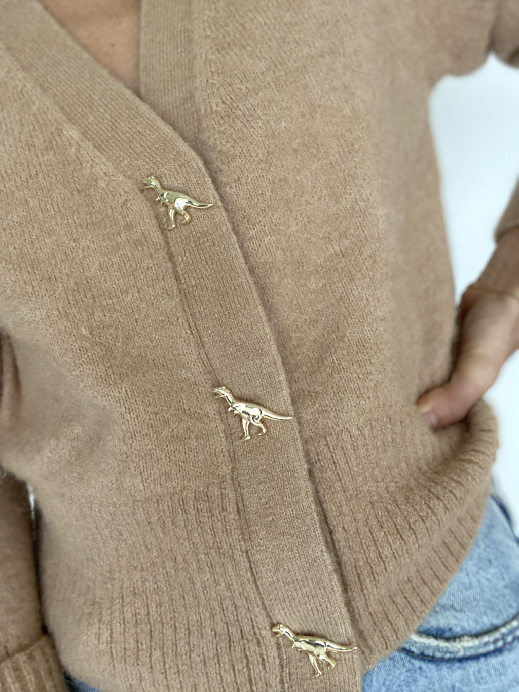 Dinosaur Button Knit Cardigan - SIZE EUR S