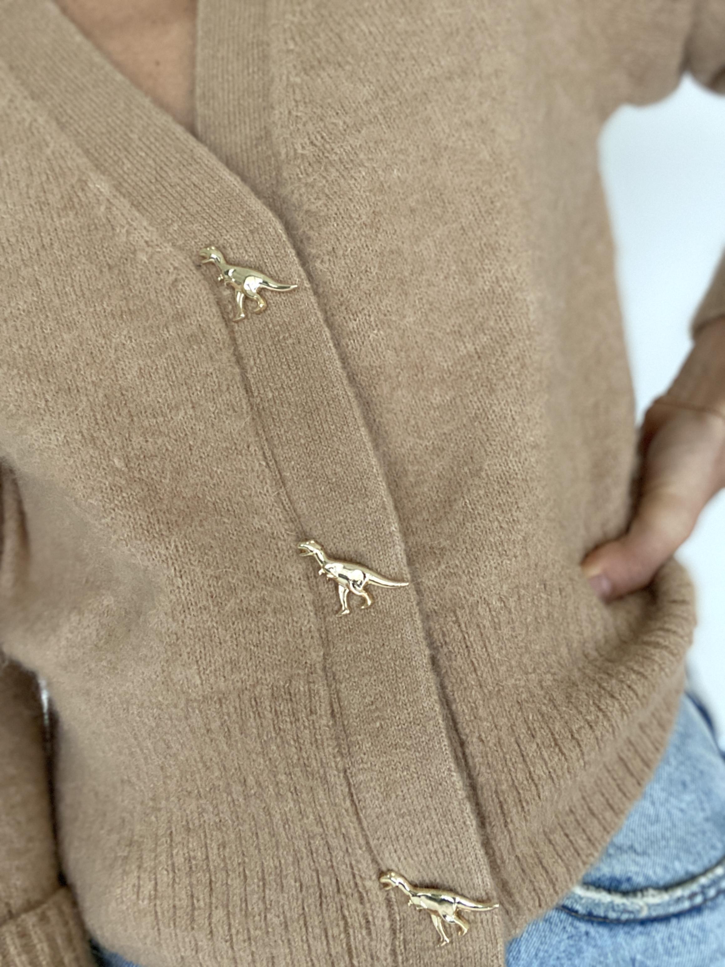 Dinosaur Button Knit Cardigan - SIZE EUR S