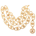CHANEL 1991 Made Oval Round Cc Mark Chain Belt