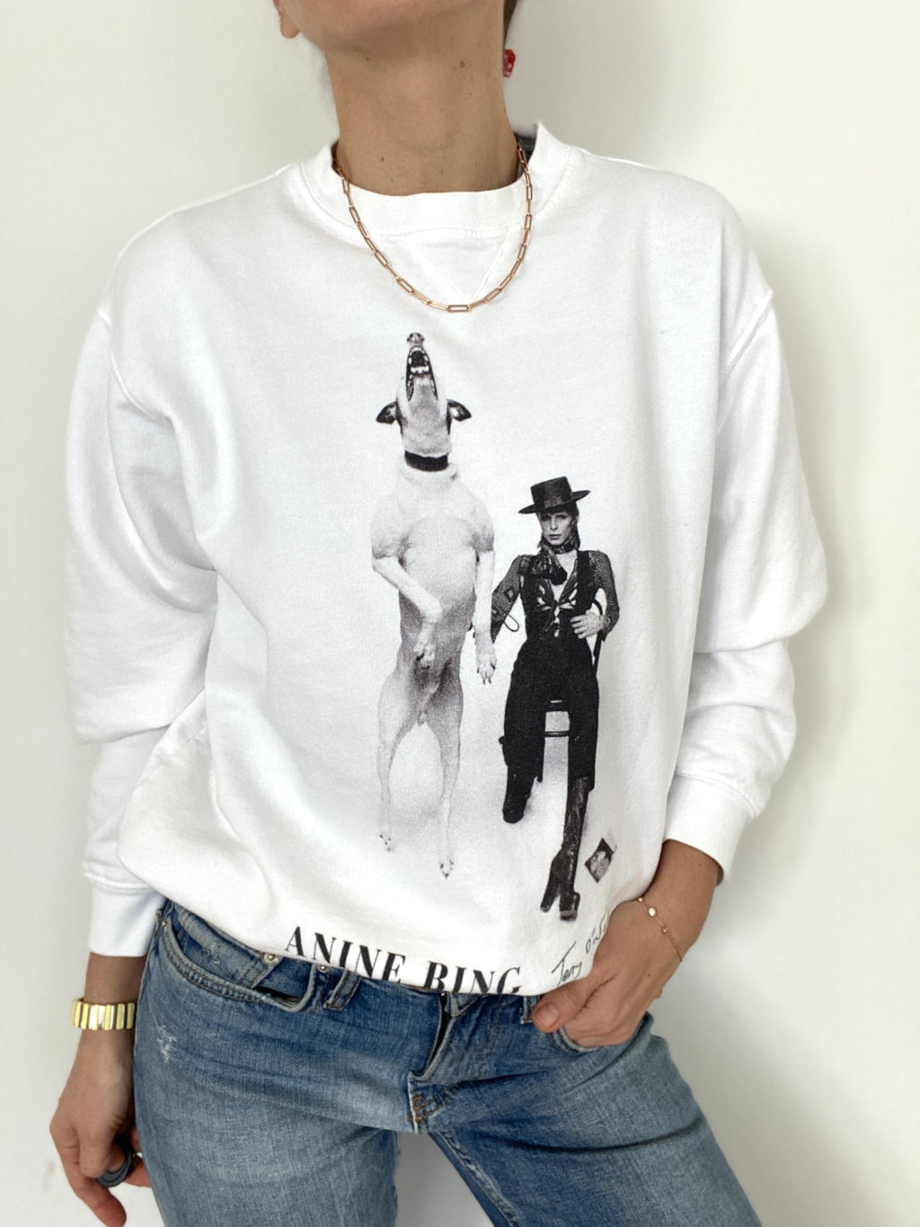 ANINE BING RAMONA SWEATSHIRT AB X TO DAVID BOWIE - SIZE XS
