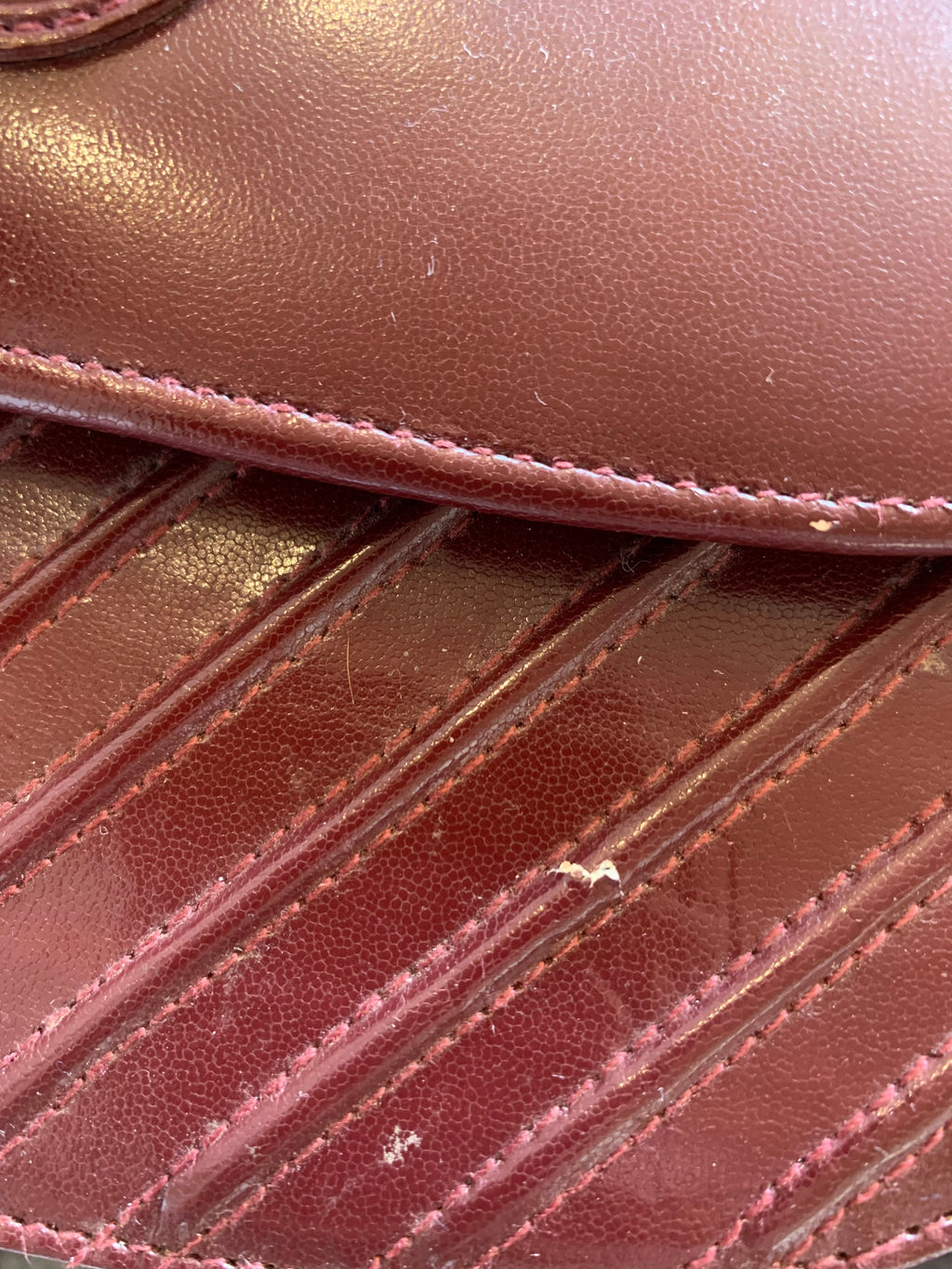 Vintage Cartier Cross Body Burgundy Leather Bag