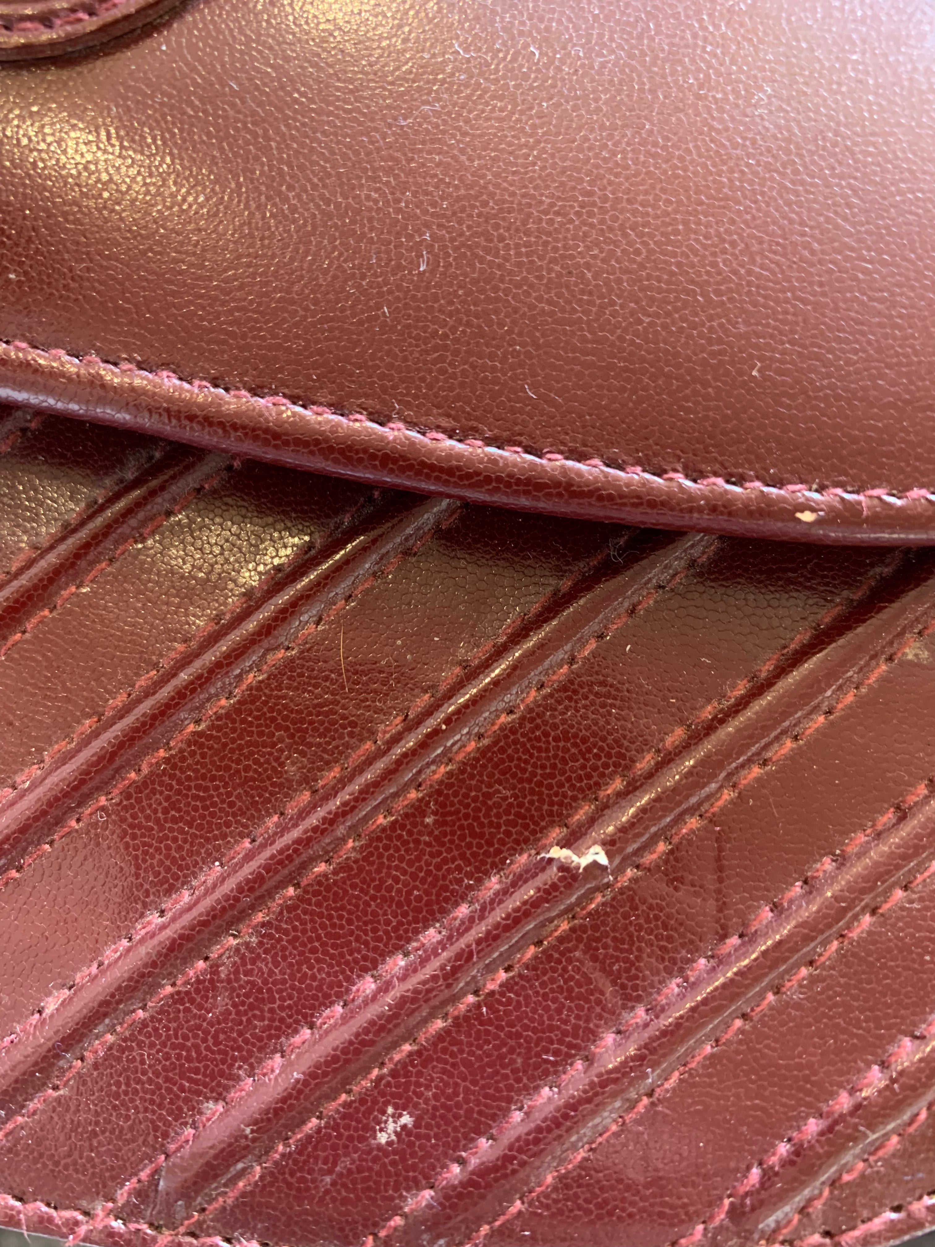Vintage Cartier Cross Body Burgundy Leather Bag