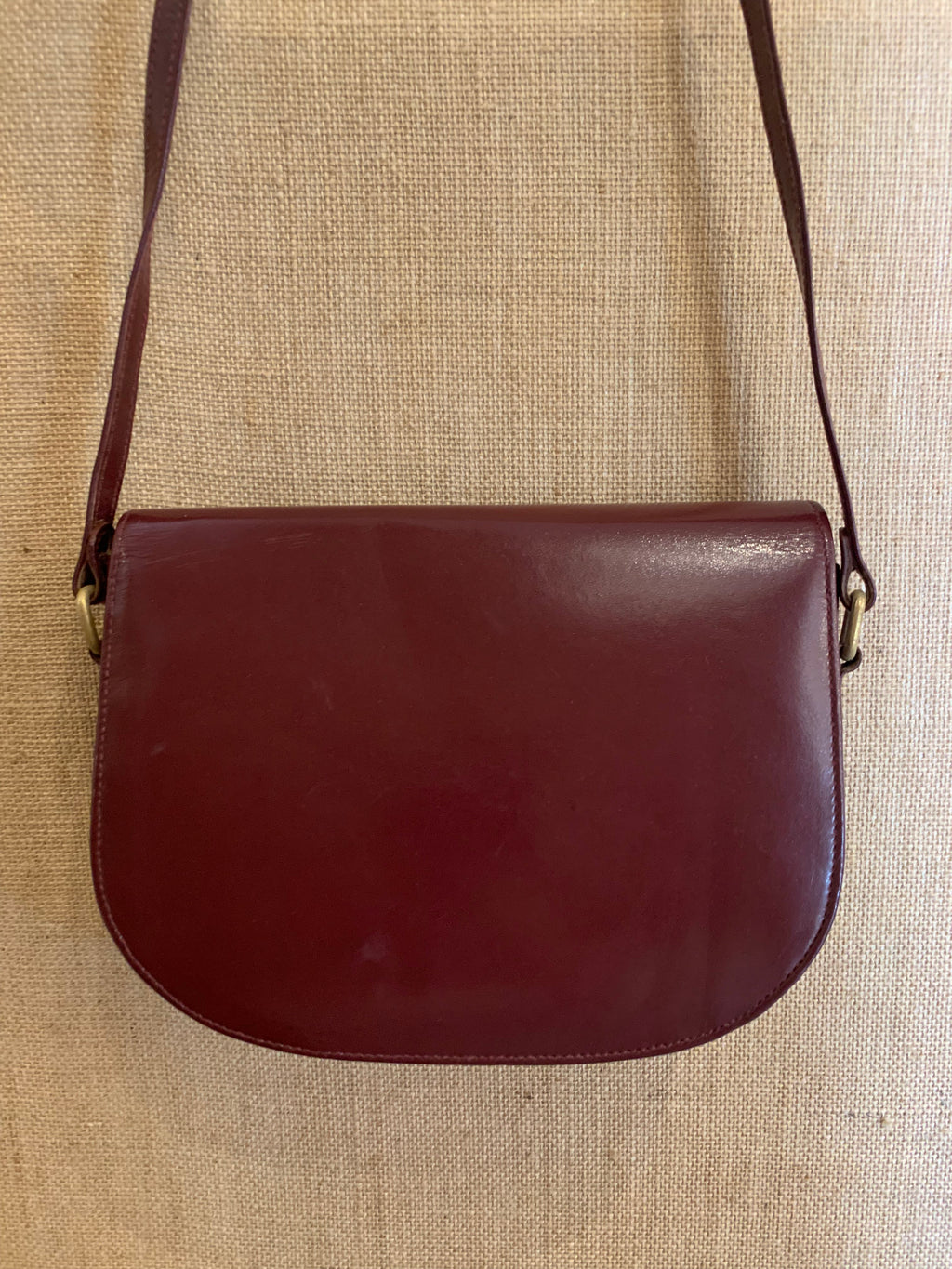 Vintage Cartier Cross Body Burgundy Leather Bag