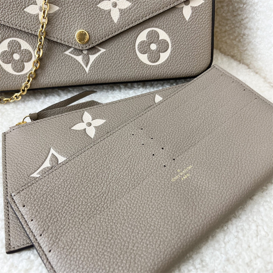 LV Félicie Pochette in Tourterelle (Grey) and Creme Monogram Empreinte Leather and GHW