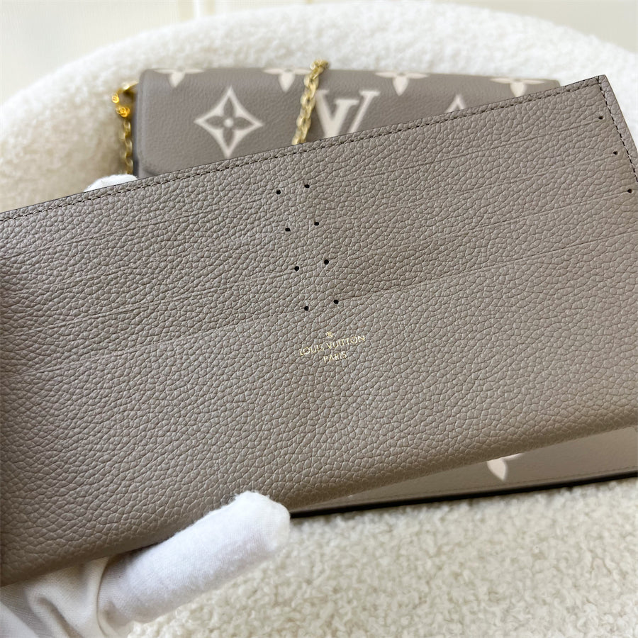 LV Félicie Pochette in Tourterelle (Grey) and Creme Monogram Empreinte Leather and GHW