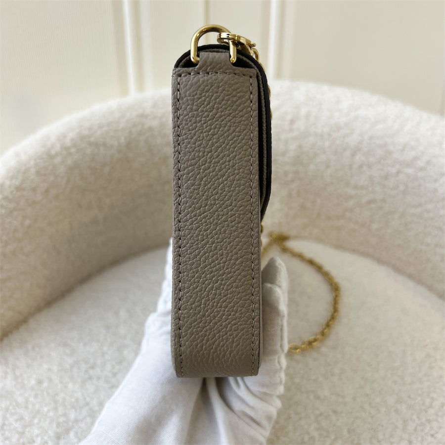 LV Félicie Pochette in Tourterelle (Grey) and Creme Monogram Empreinte Leather and GHW