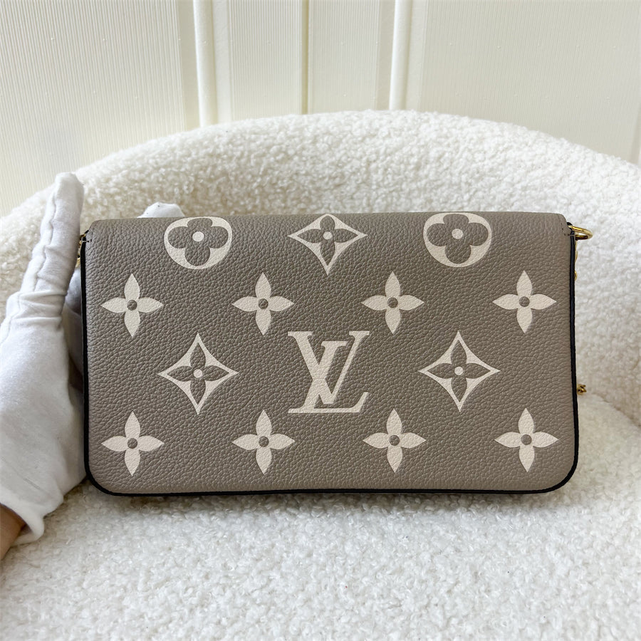 LV Félicie Pochette in Tourterelle (Grey) and Creme Monogram Empreinte Leather and GHW
