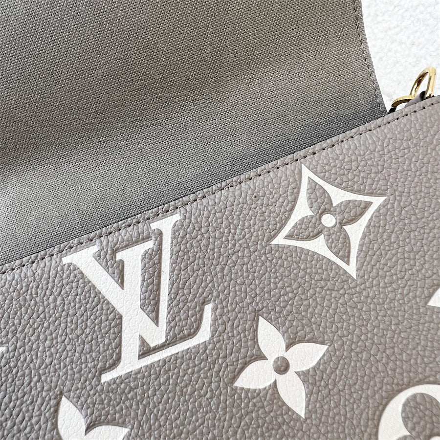 LV Félicie Pochette in Tourterelle (Grey) and Creme Monogram Empreinte Leather and GHW