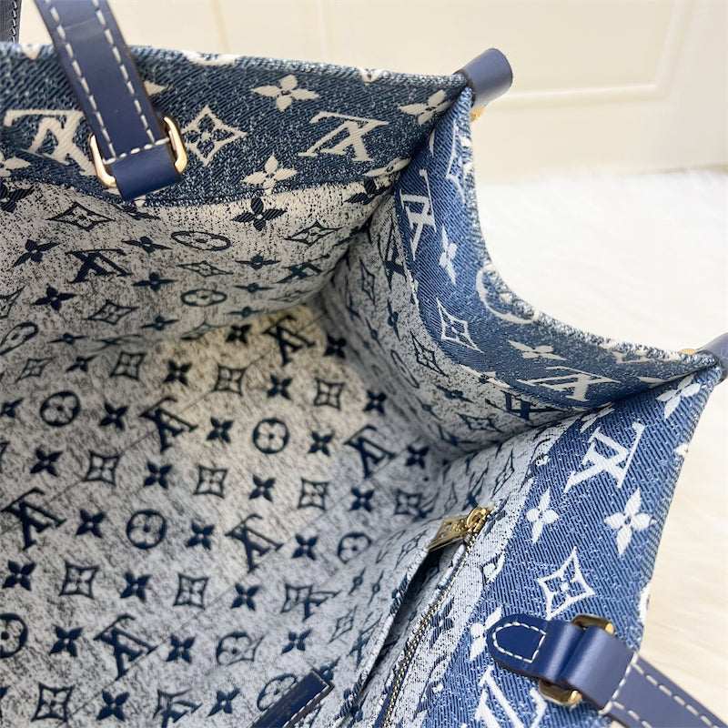 LV Onthego MM in Ombre Blue Denim and GHW