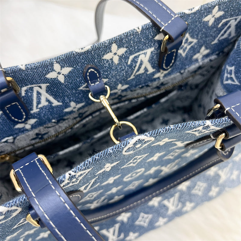 LV Onthego MM in Ombre Blue Denim and GHW