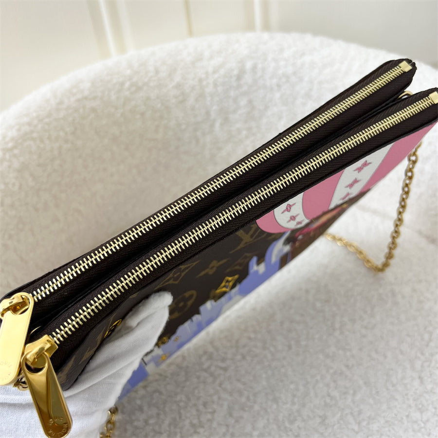 LV Christmas 2019 Hot Air Balloon Double Zip Pochette in Monogram Canvas GHW
