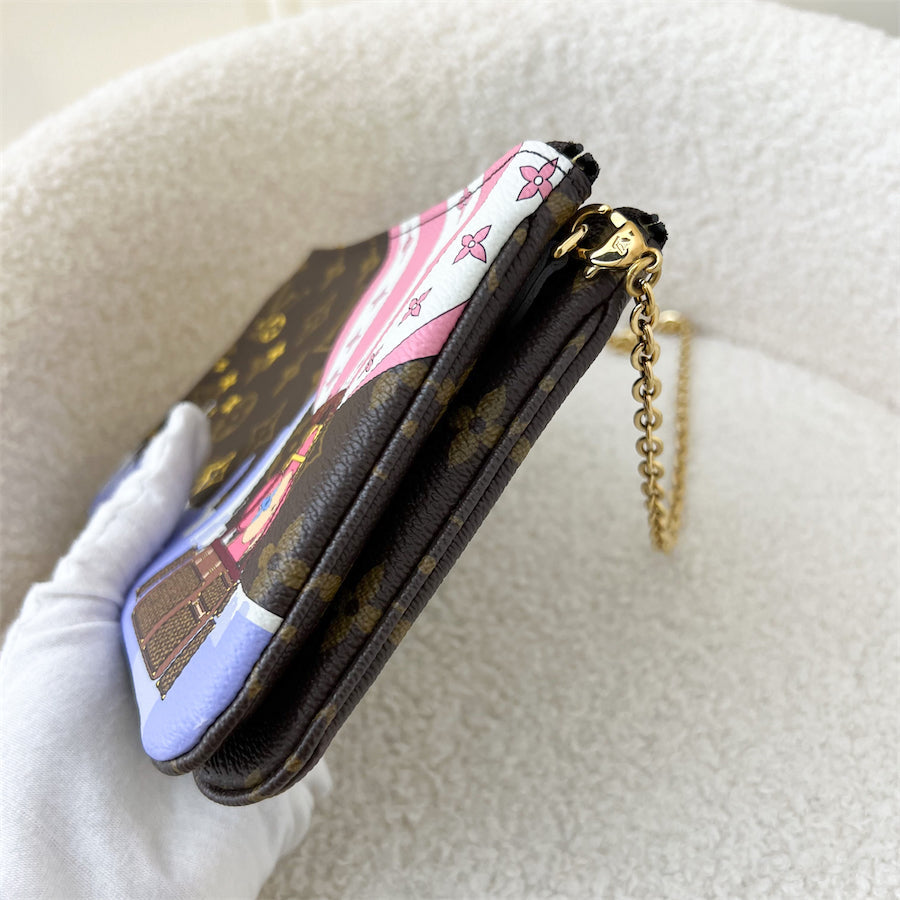 LV Christmas 2019 Hot Air Balloon Double Zip Pochette in Monogram Canvas GHW